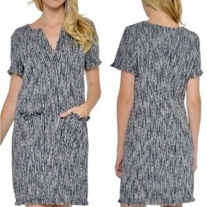 Esley Tweed Fully Lined Navy White Classic Classy Sheath Size‎ S